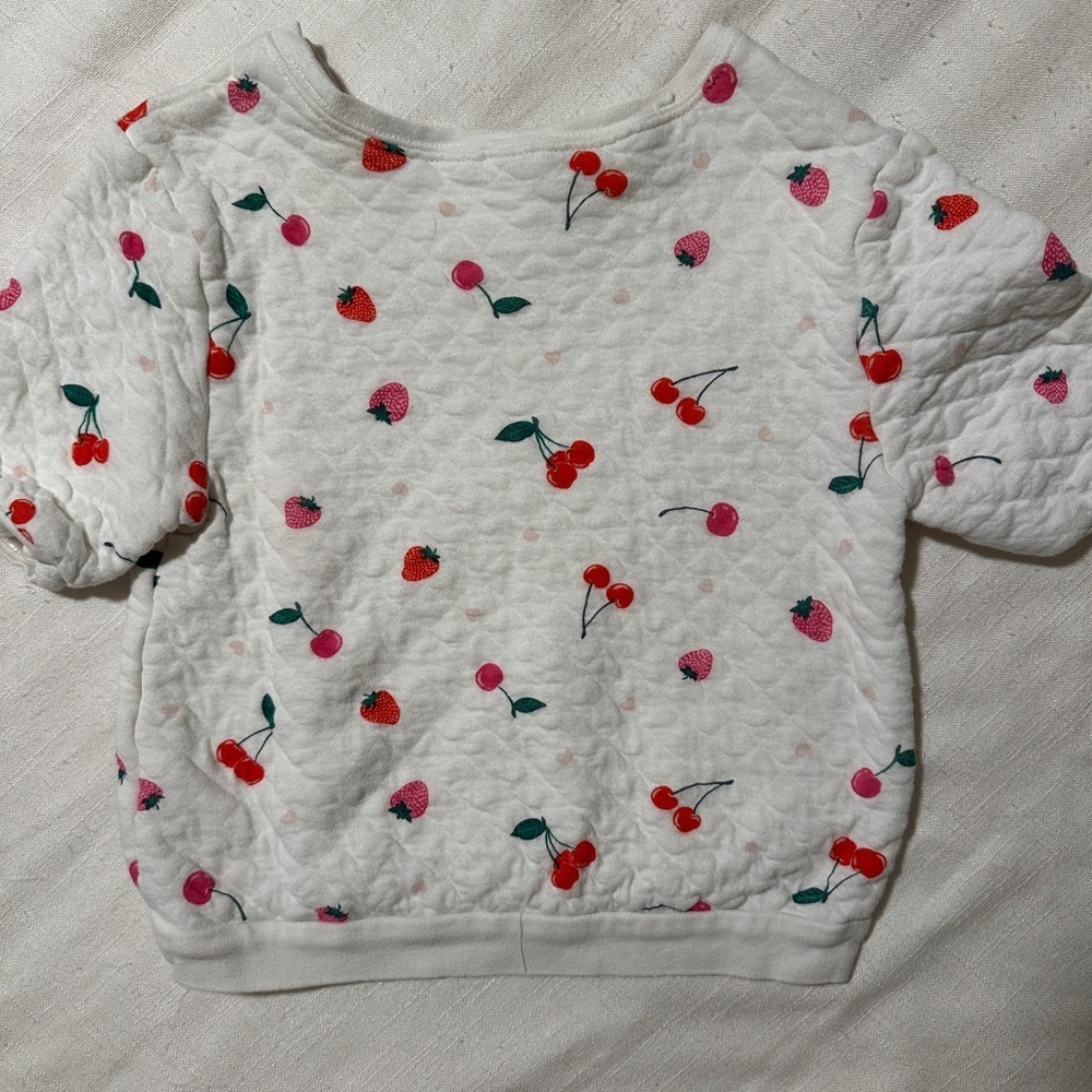 Carter's White Quilted Tee with Cherry and Berry Print Sz 5T - Picture 5 of 5